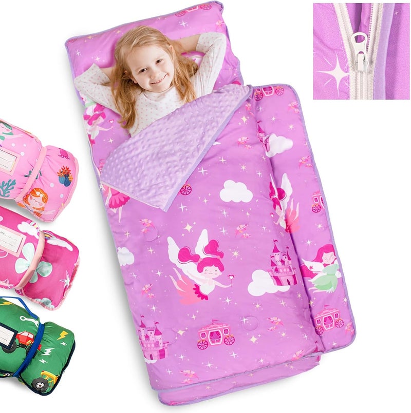 PRIMLECT Toddler Nap Mat Extra Large Thickened 55''x35'', Soft Sleeping Bag with Detachable Minky Blanket and Pillow, Portable for Daycare, Preschool, Kindergarten, Travel, Boys and Girls - Image 1